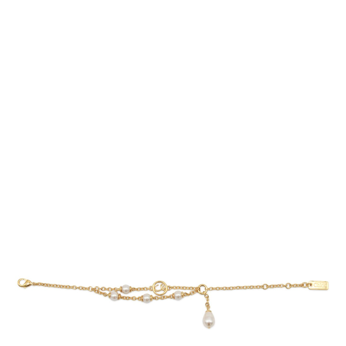 Chloé Gold Teardrop Pearl Charm Bracelet