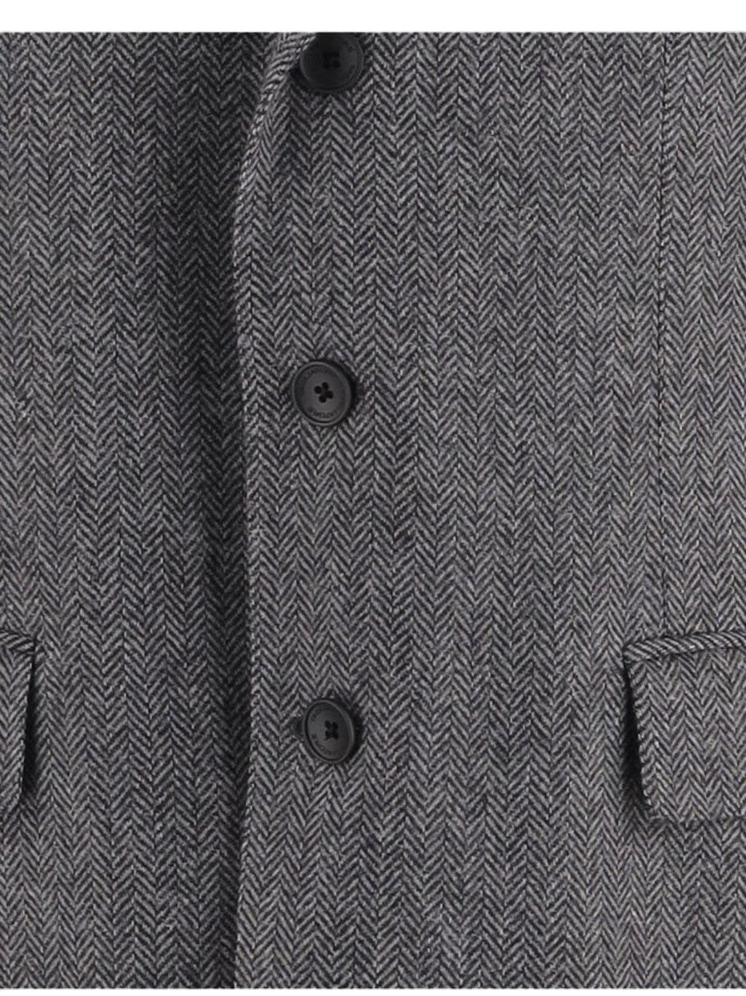 Tagliatore Grey Herringbone Three-Button Tailored Blazer