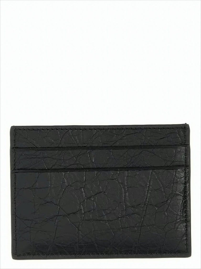 Balenciaga Textured Leather Card Wallet With Bold Logo