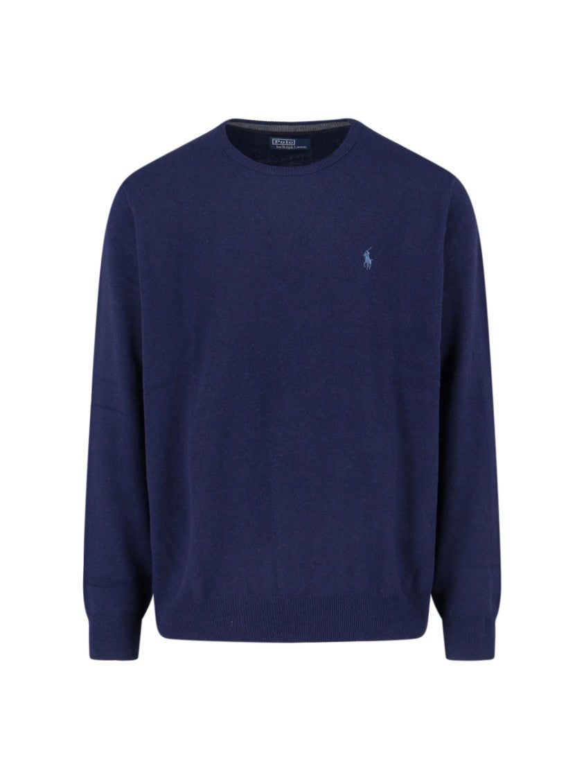 Polo Ralph Lauren Classic Crew Neck Sweater With Ribbed Hem And Embroidered Logo