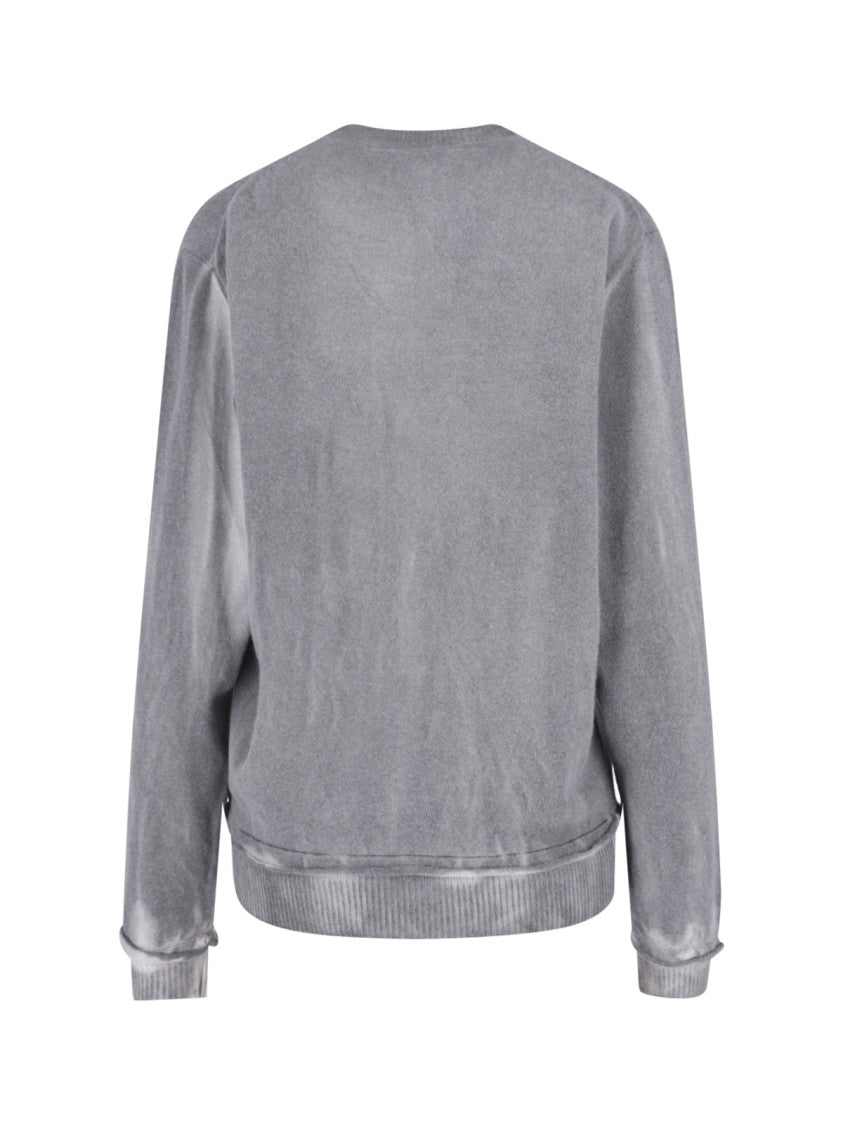 Our Legacy Grey Plush Button-Up Ribbed Sweater