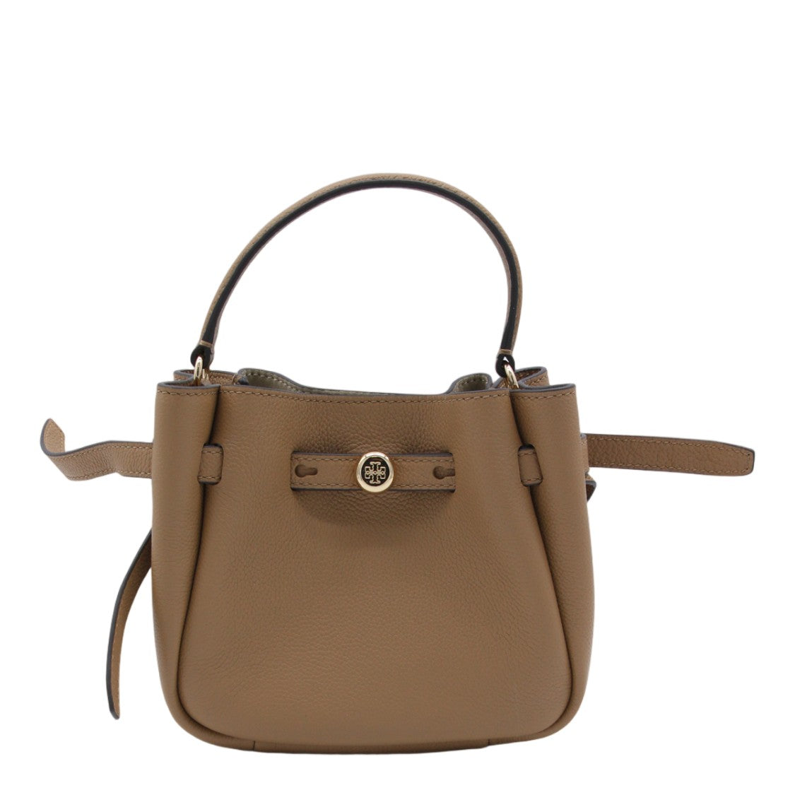 Tory Burch Structured Handbag With Pebbled Texture And Gold-Tone Emblem