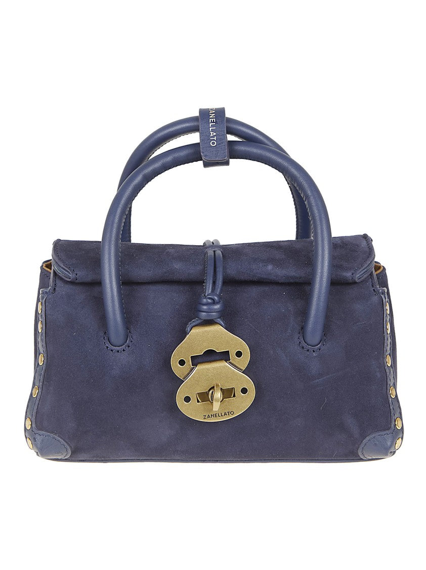 Zanellato Zashmere Leather Dotta Baby Bag With Engraved Metal Clasp