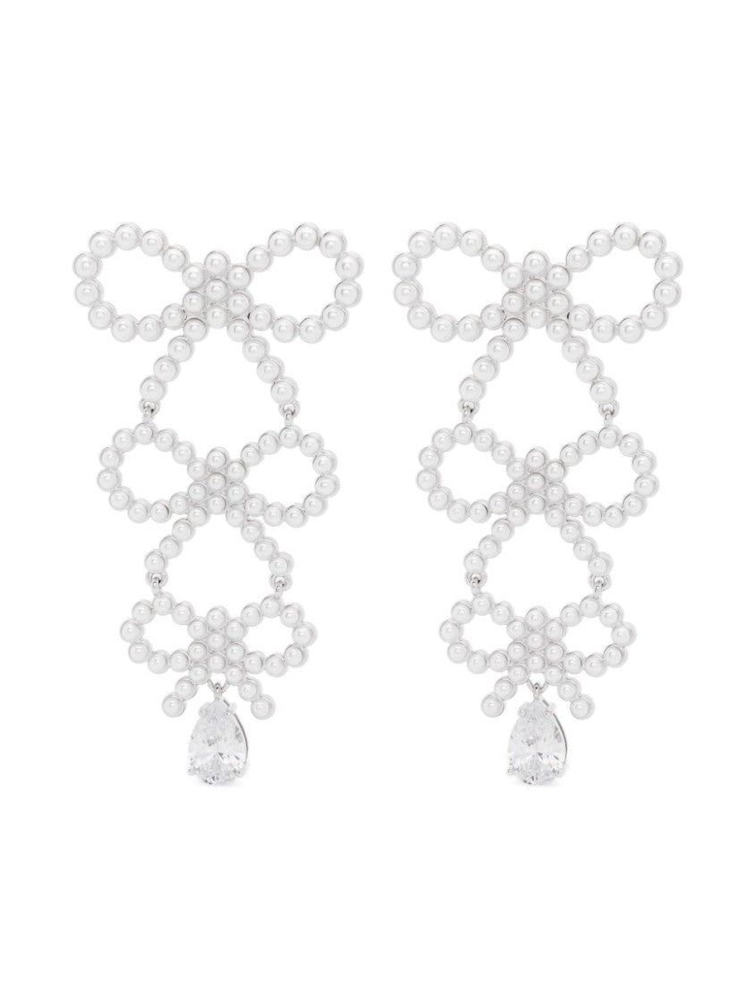 Self-Portrait Tiered Pearl Bow Earrings