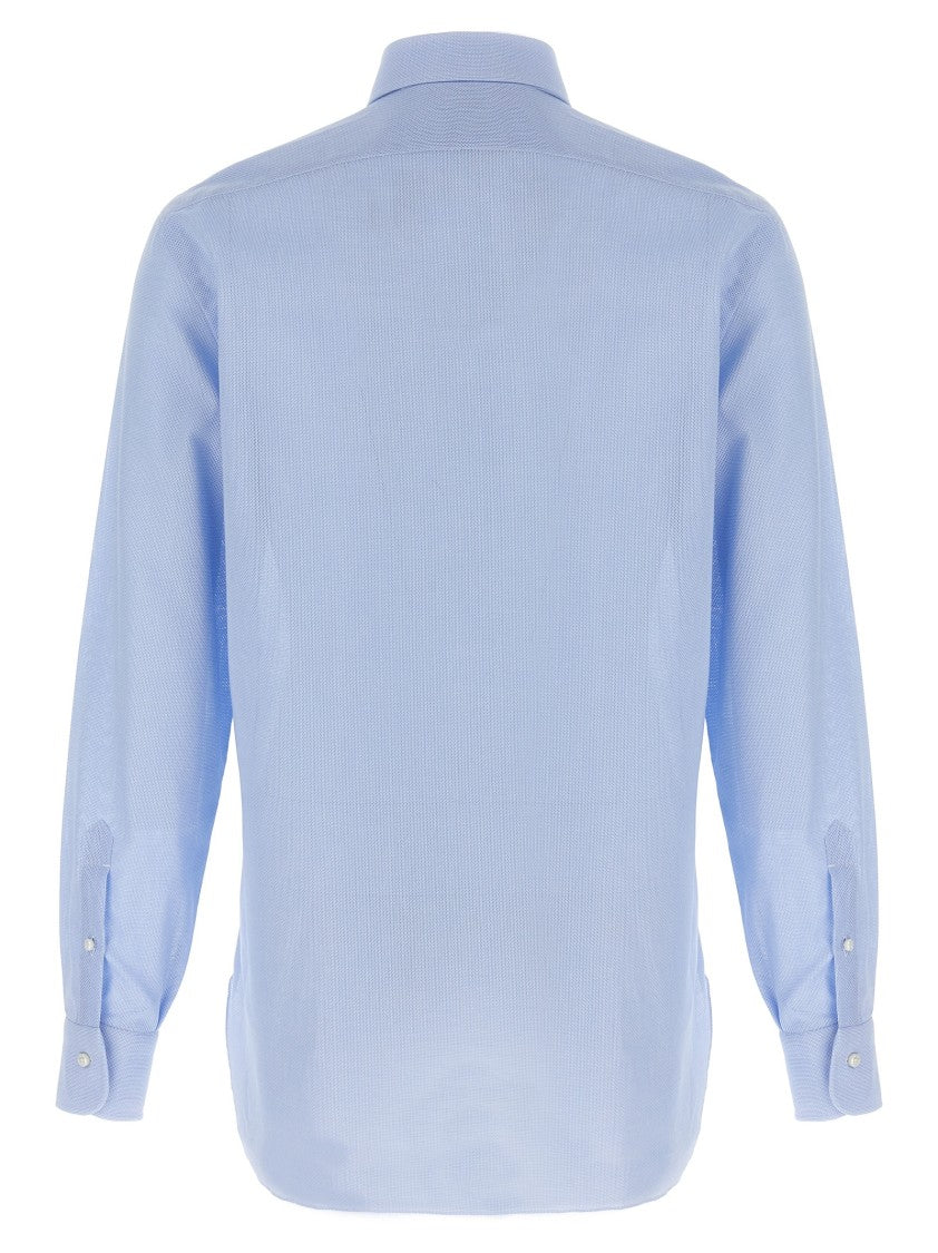 Barba Honeycomb Textured Cotton Shirt