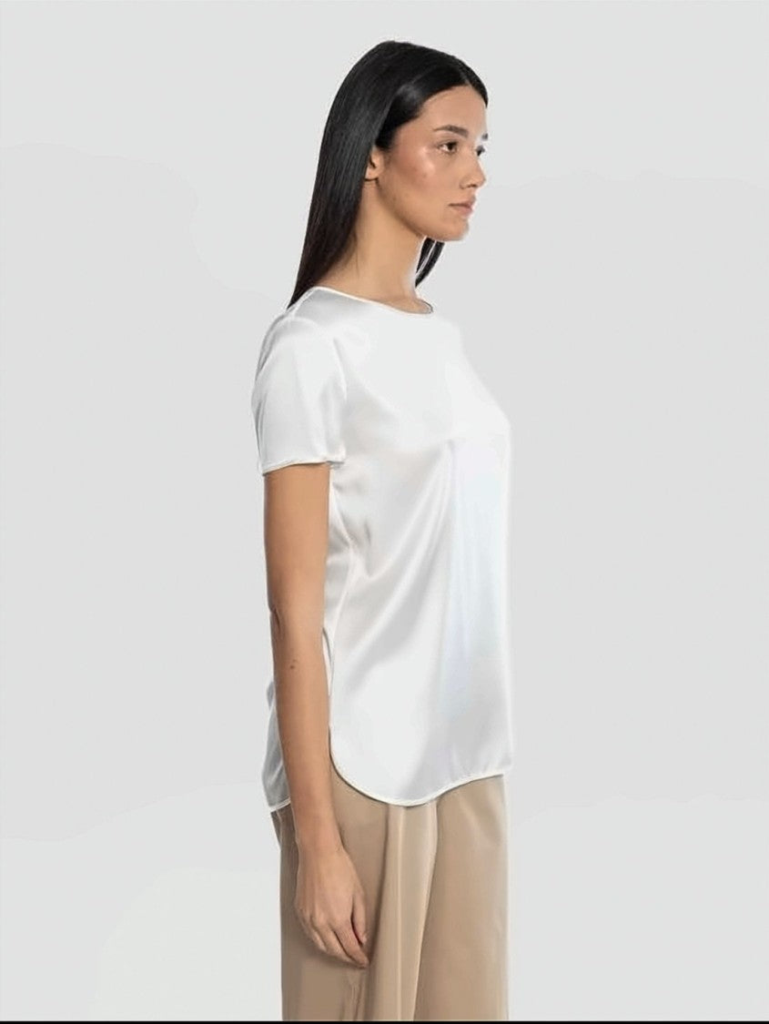 Max Mara Short-Sleeved Blouse With Smooth Shiny Finish