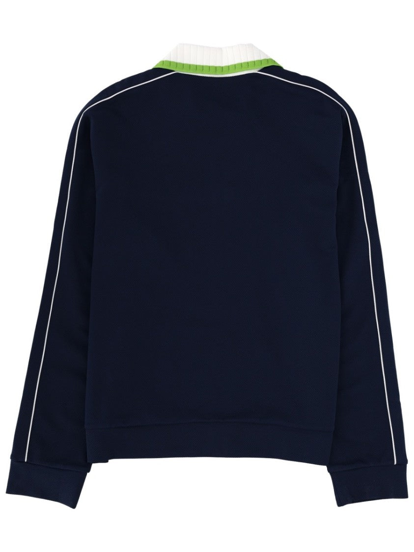 Casablanca Navy Green Stripe Zip Sweatshirt