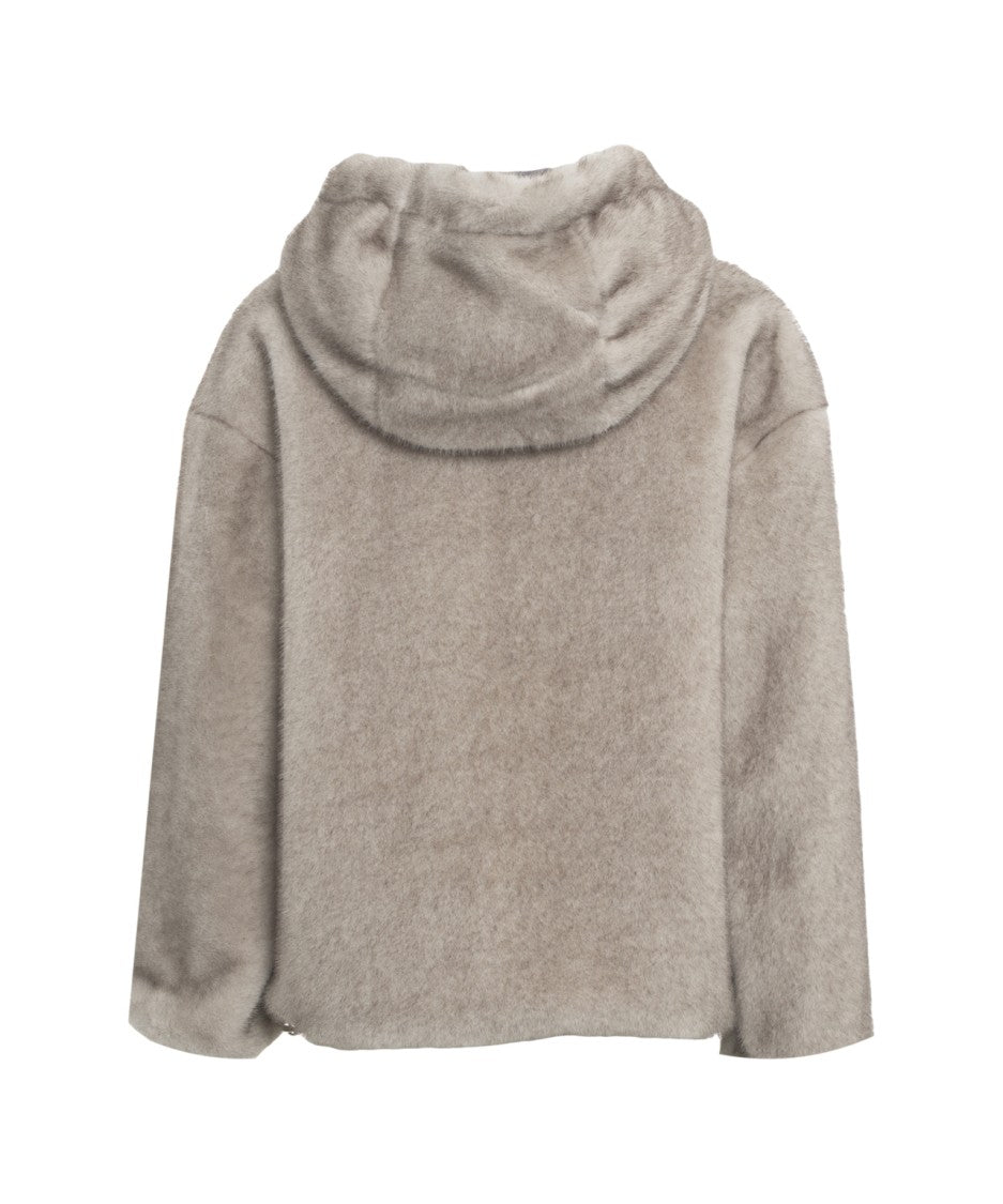Herno Oversized Hooded Jacket In Soft Synthetic Fur