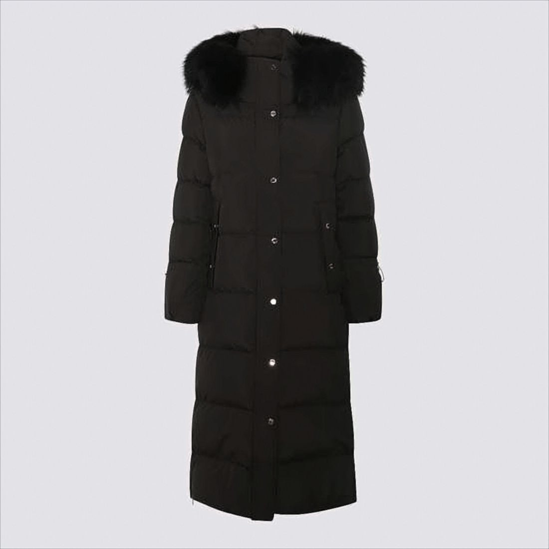 Moorer Quilted Long Padded Coat With Plush Fur Hood