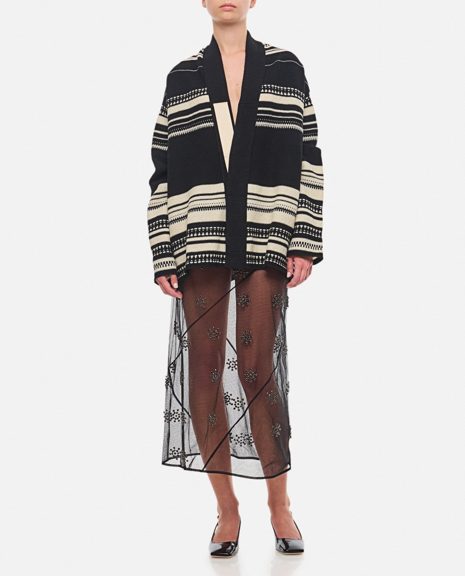 Simone Rocha Sheer Spiral Midi Skirt W/ Emb