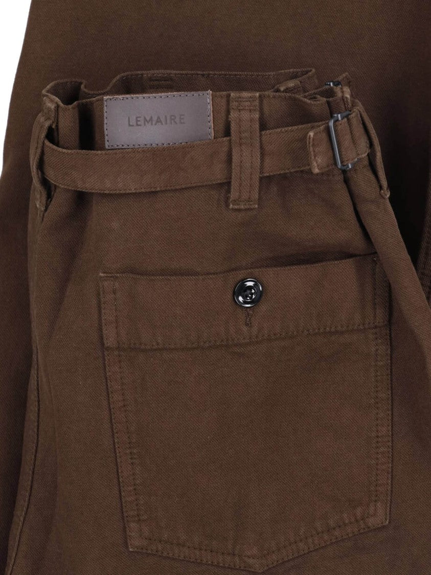 Lemaire Brown Rounded Wide-Leg Cotton Pants