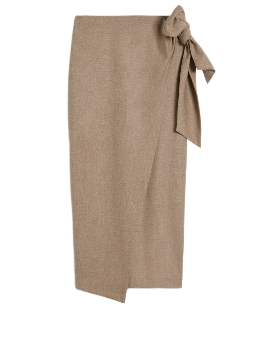 Max Mara Draped-Wrap Skirt In Stretch Cashmere