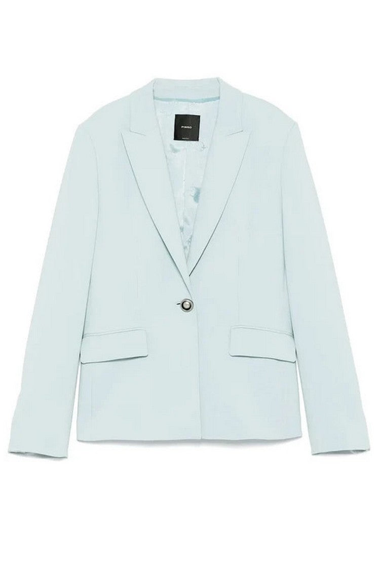Pinko Light Blue Single-Button Peak-Lapel Viscose-Blend Blazer