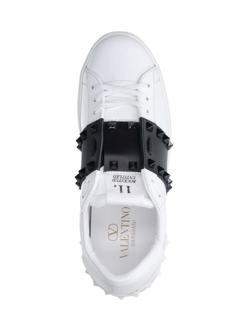 Valentino Garavani Pyramid Studded Low-Top Sneakers In White Calf Leather