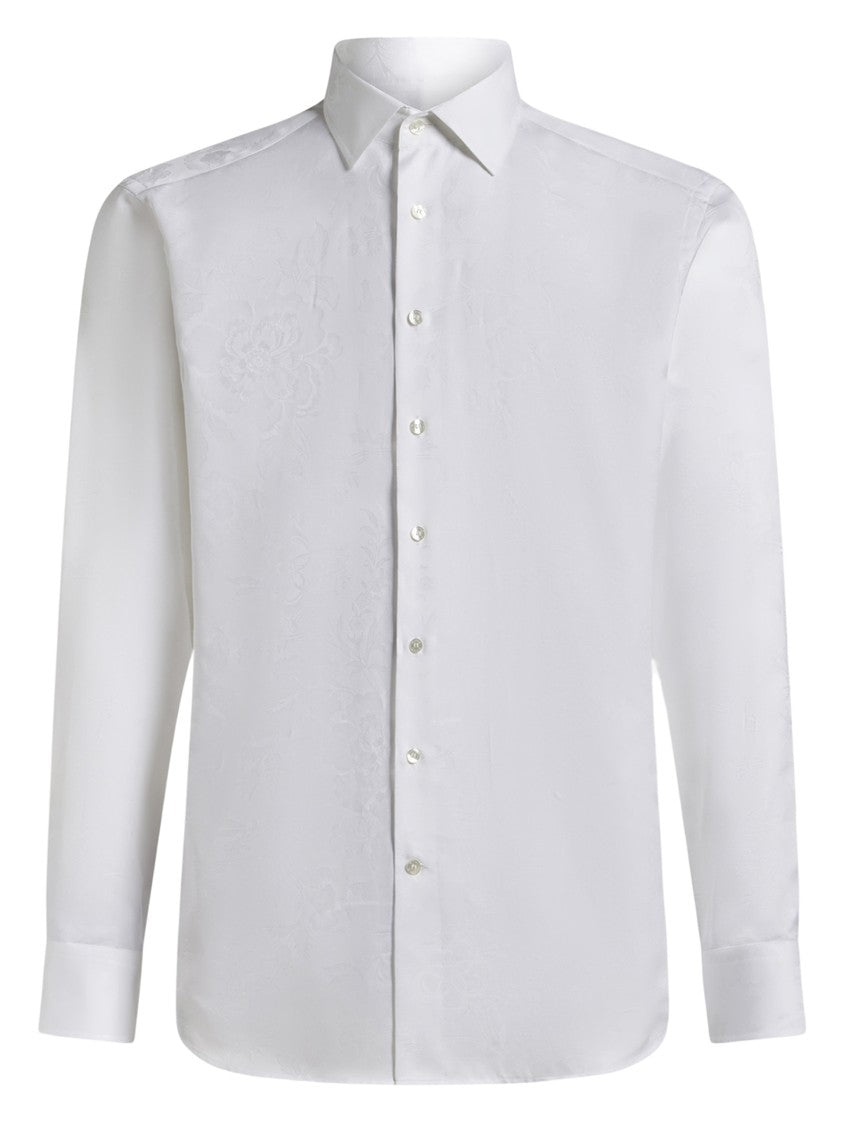 Etro Jacquard Paisley White Cotton Shirt
