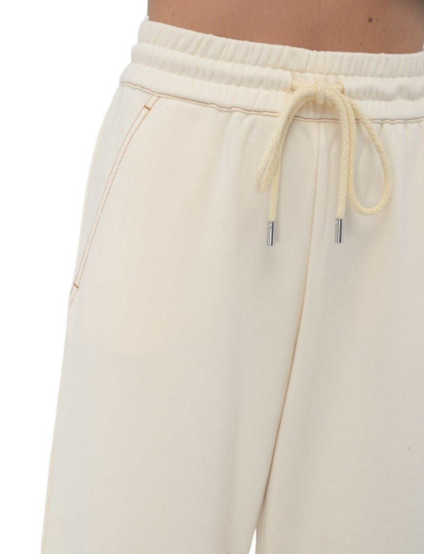 Max Mara Ivory Wide-Leg Pants With Elastic Waistband