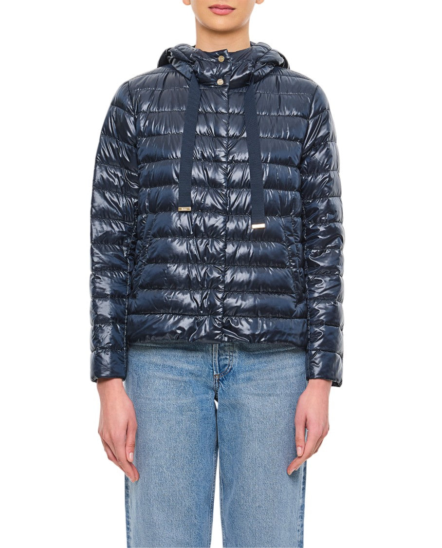 Herno Blue High Neck Quilted Down Jacket