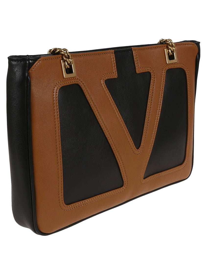 Valentino Black Nappa Leather Viva Superstar Small Tote Bag