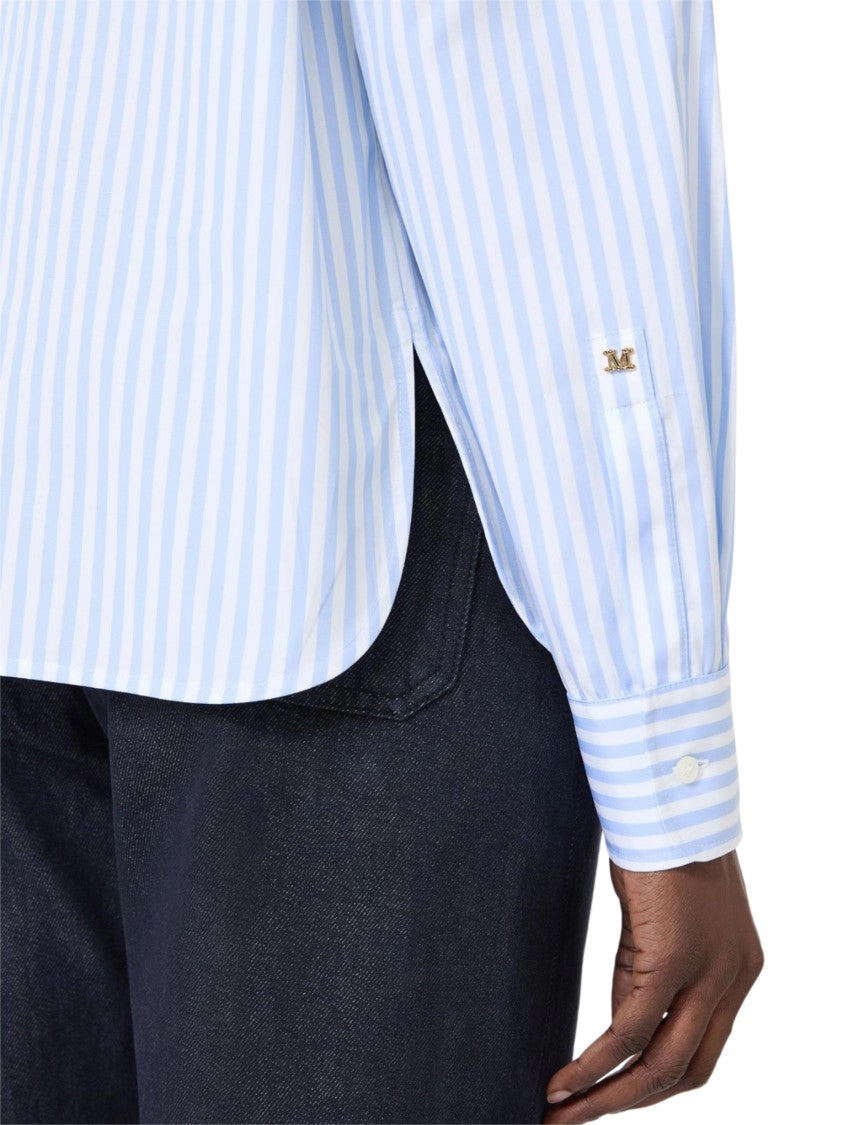 Max Mara Vertical Stripe Long-Sleeved Shirt With Classic Collar