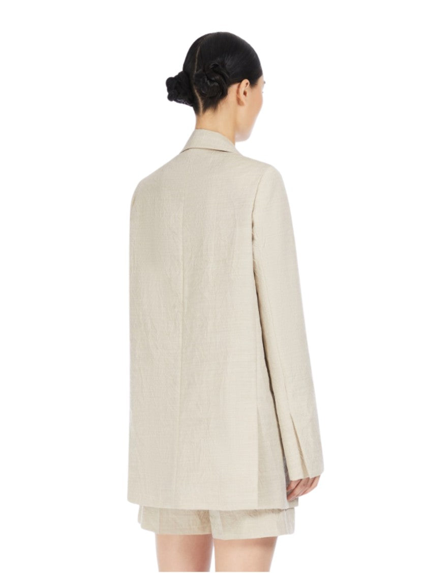 Max Mara Oversized Beige Blazer With Notched Lapel