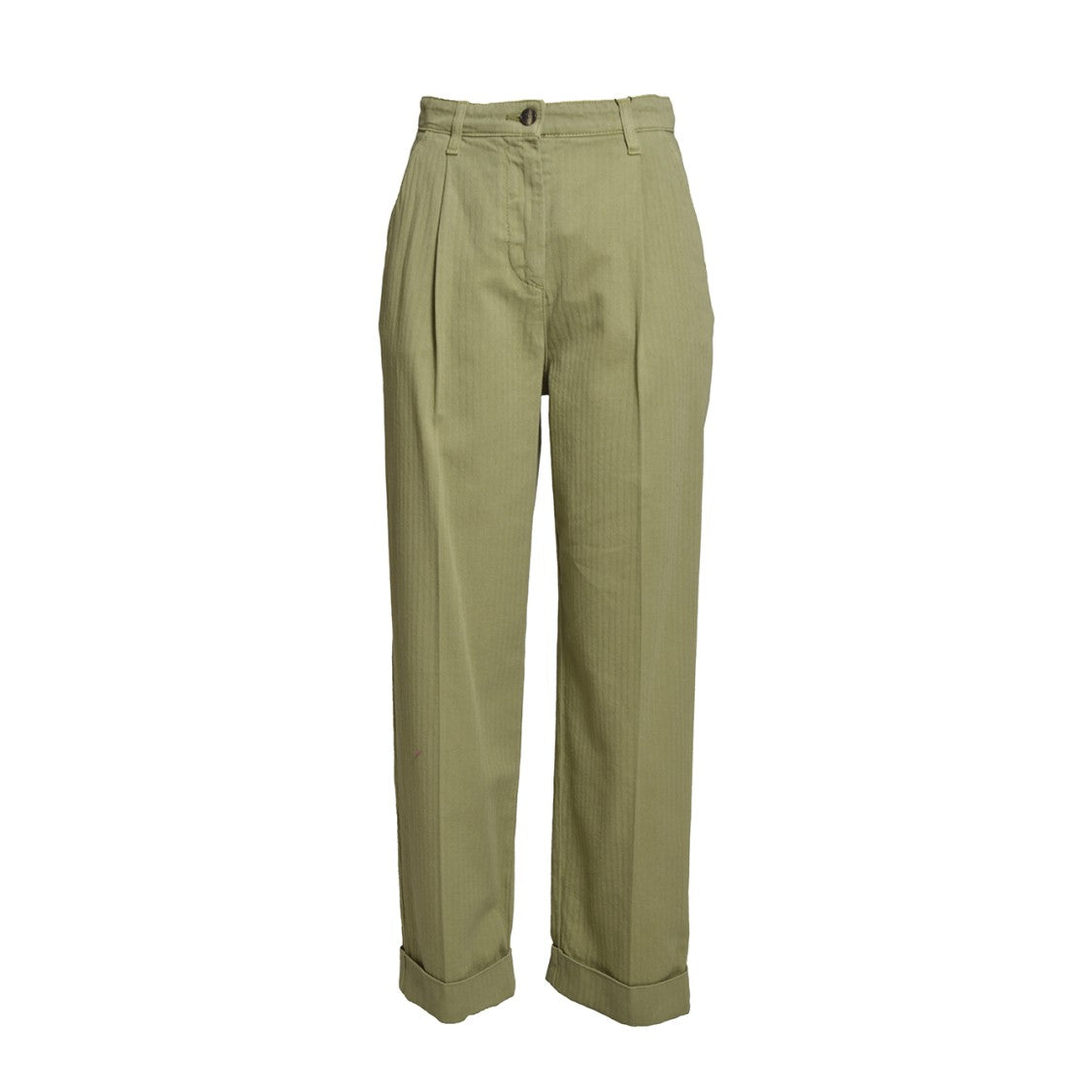 Etro Green Denim Pants With Herringbone Pattern