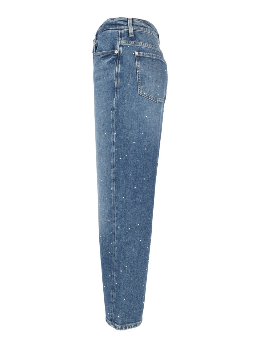 7 For All Mankind Blue Shine Stovepipe Straight-Leg Jeans