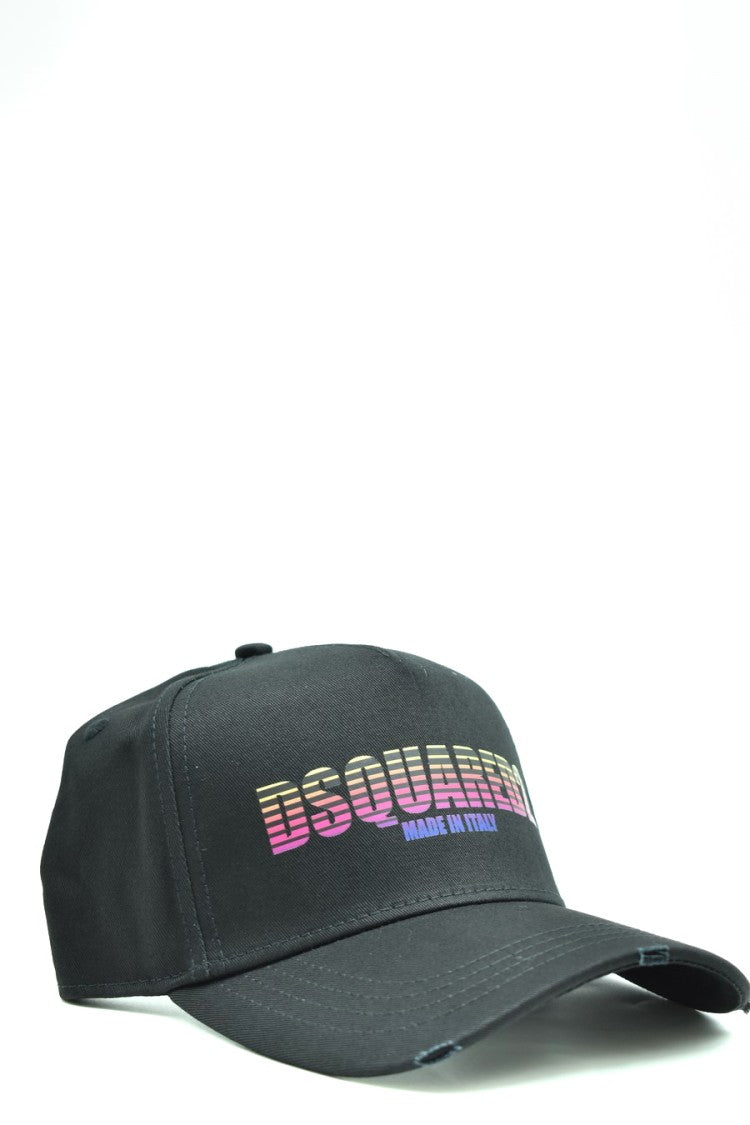 Dsquared2 Structured Black Cotton Gradient Logo Cap