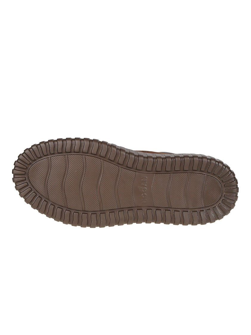 Hogan Brown H-Stripes Calf Leather Sneakers