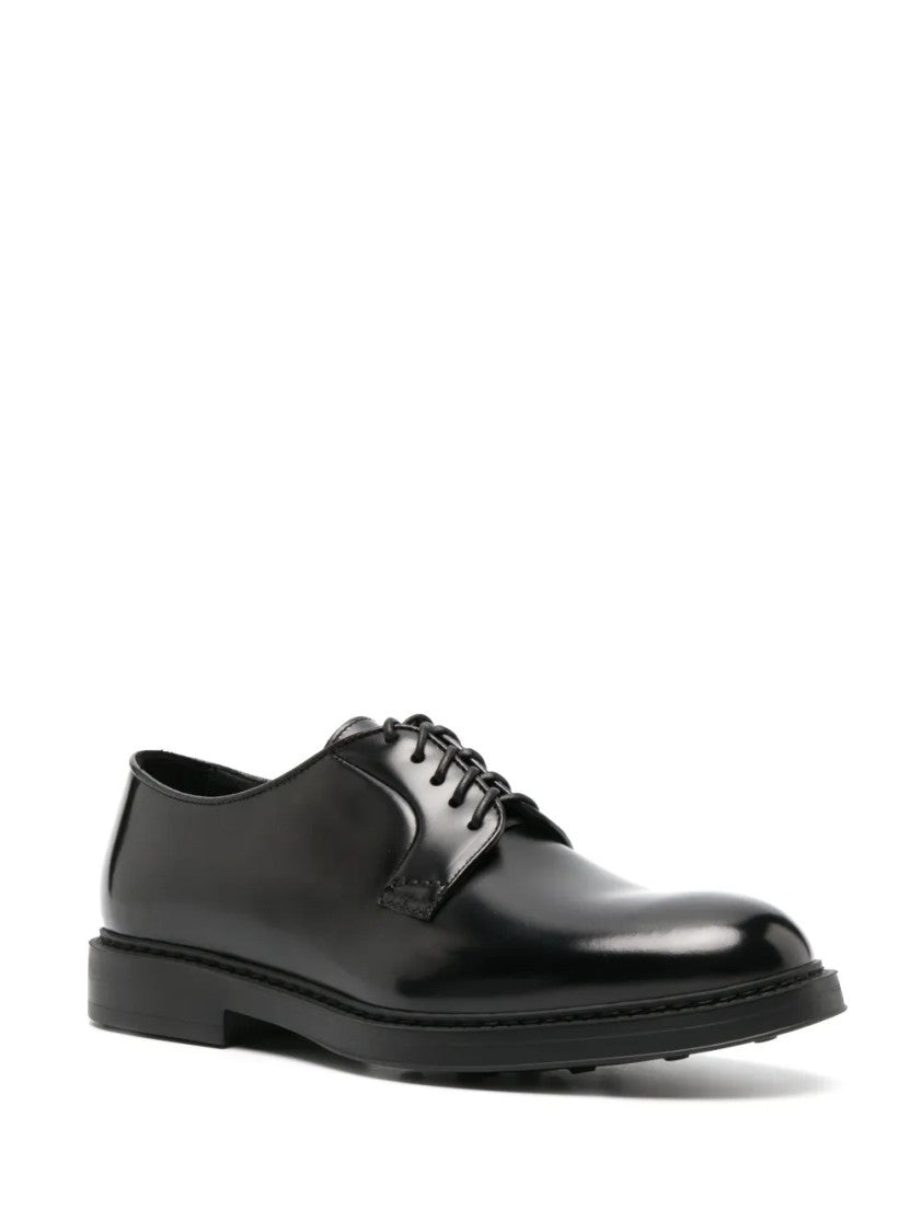 Doucal's Polished Black Derby Shoes