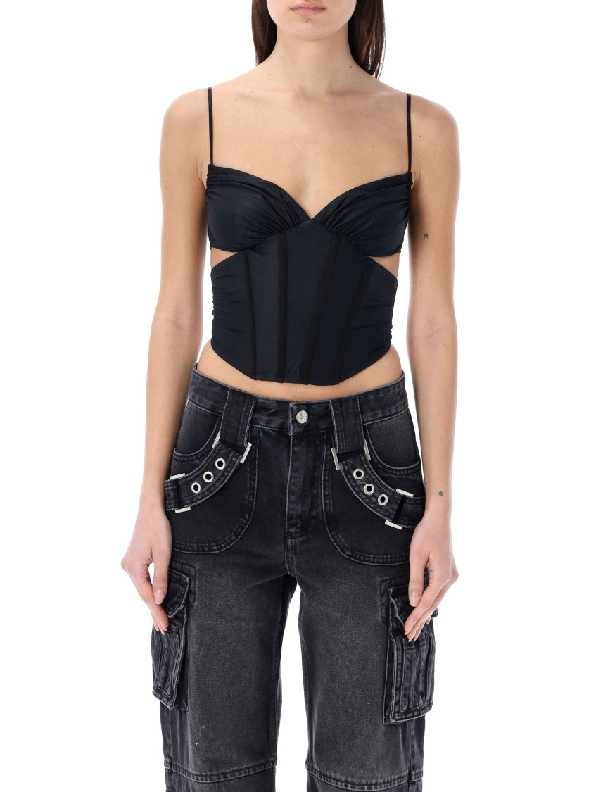 Misbhv Cropped Corset Top With Delicate Ruffles And Stylish Slits