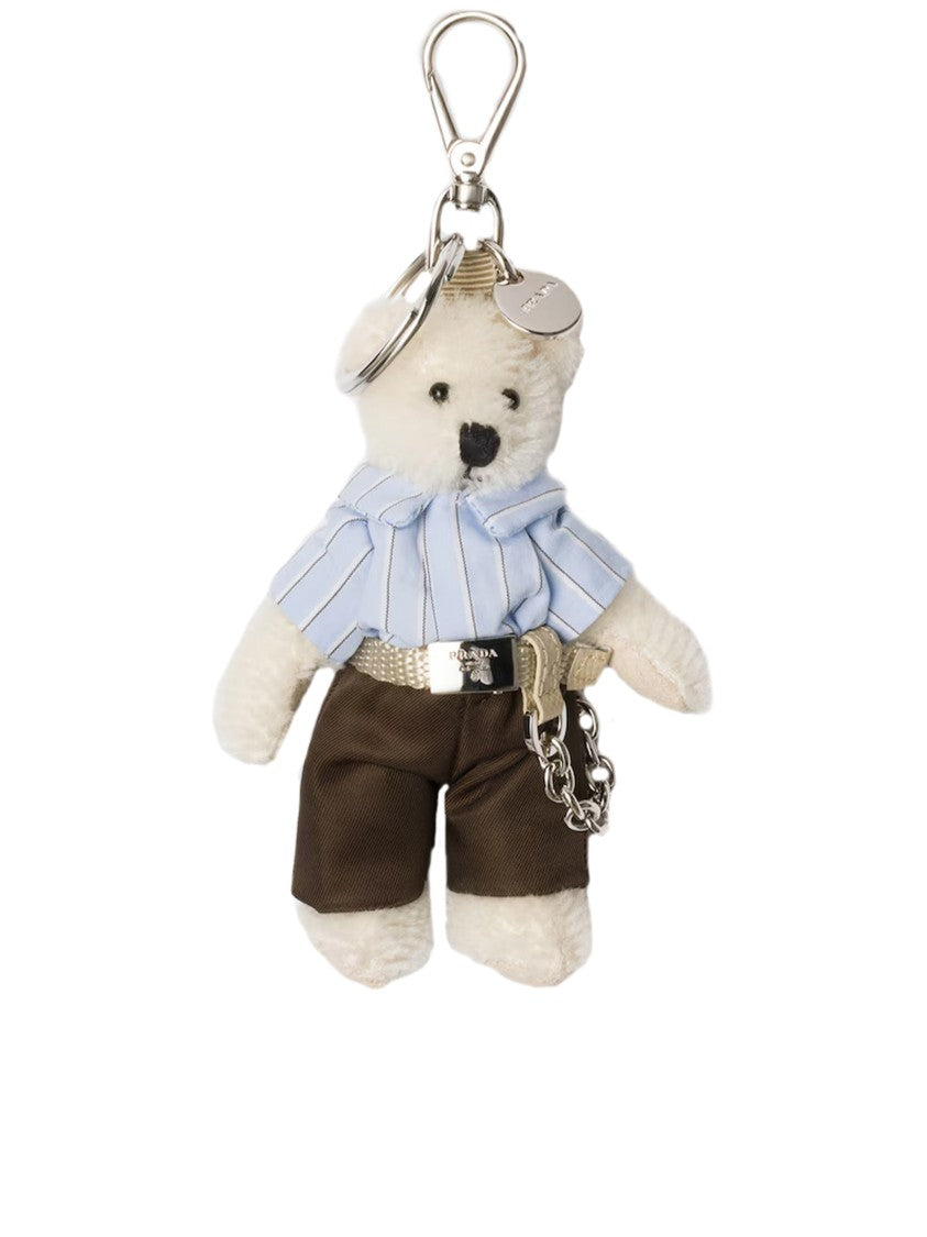 Prada White Trick Orsetto Plush Teddy Keyrings