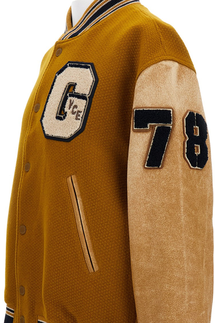 Golden Goose Football-Style Leather Jacket With Cotton Accents