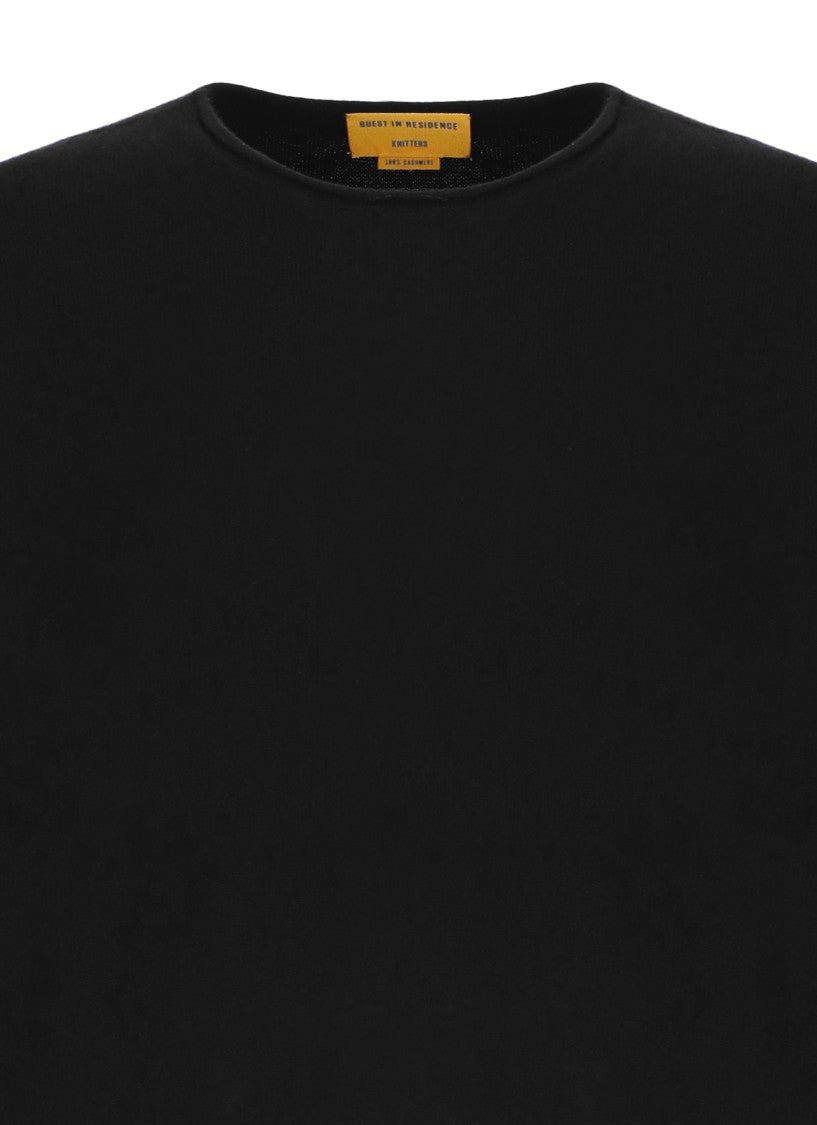 Guest In Residence Black Soft Hemless Edges Cashmere Sweater