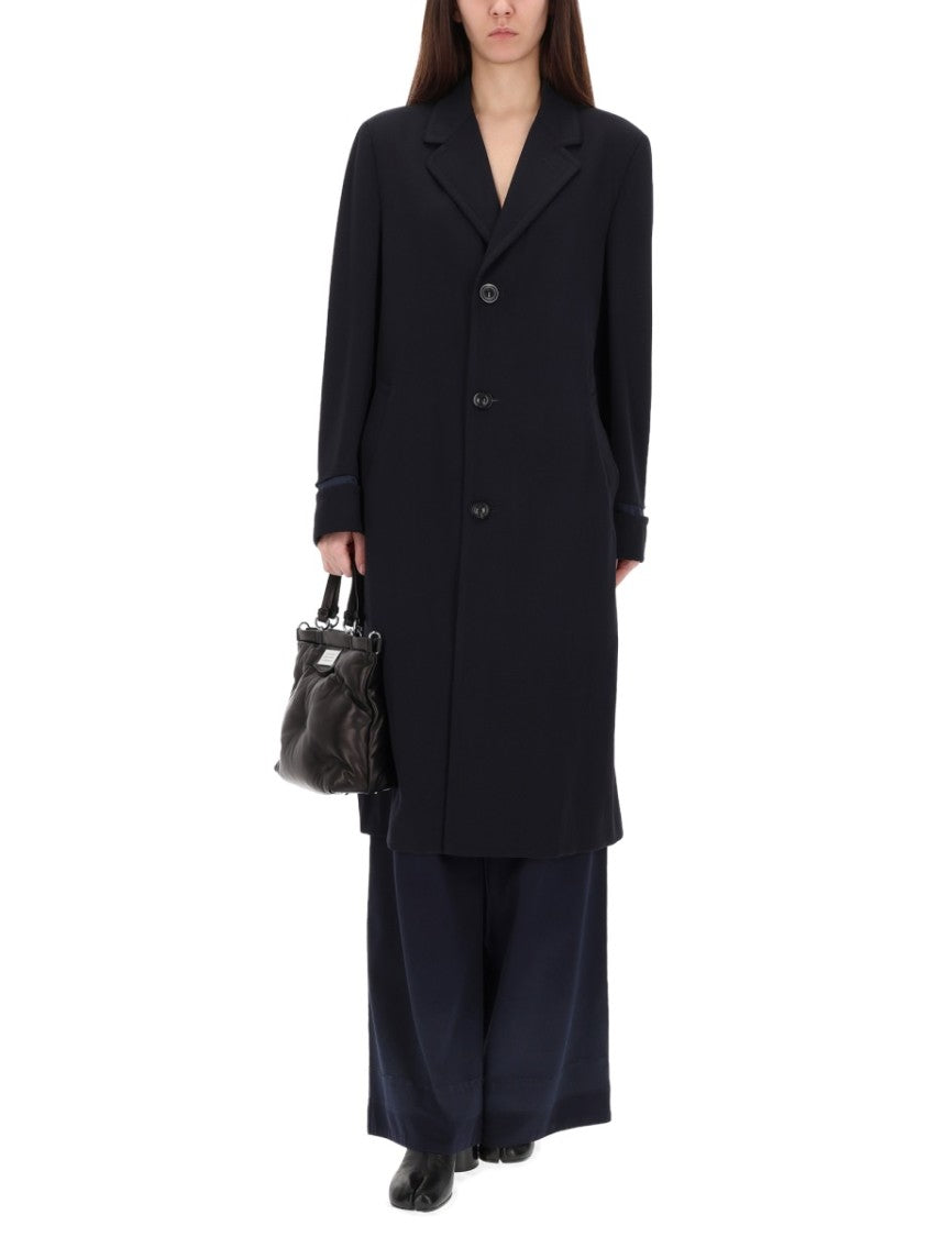 Maison Margiela Black Virgin Wool Long Coat