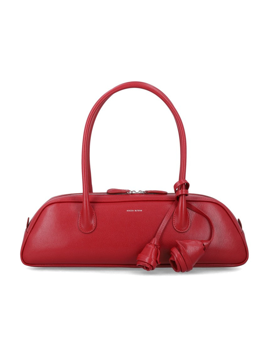 Magda Butrym Red Brigitte Trapeze Floral Charm Soft Leather Shoulder Bag