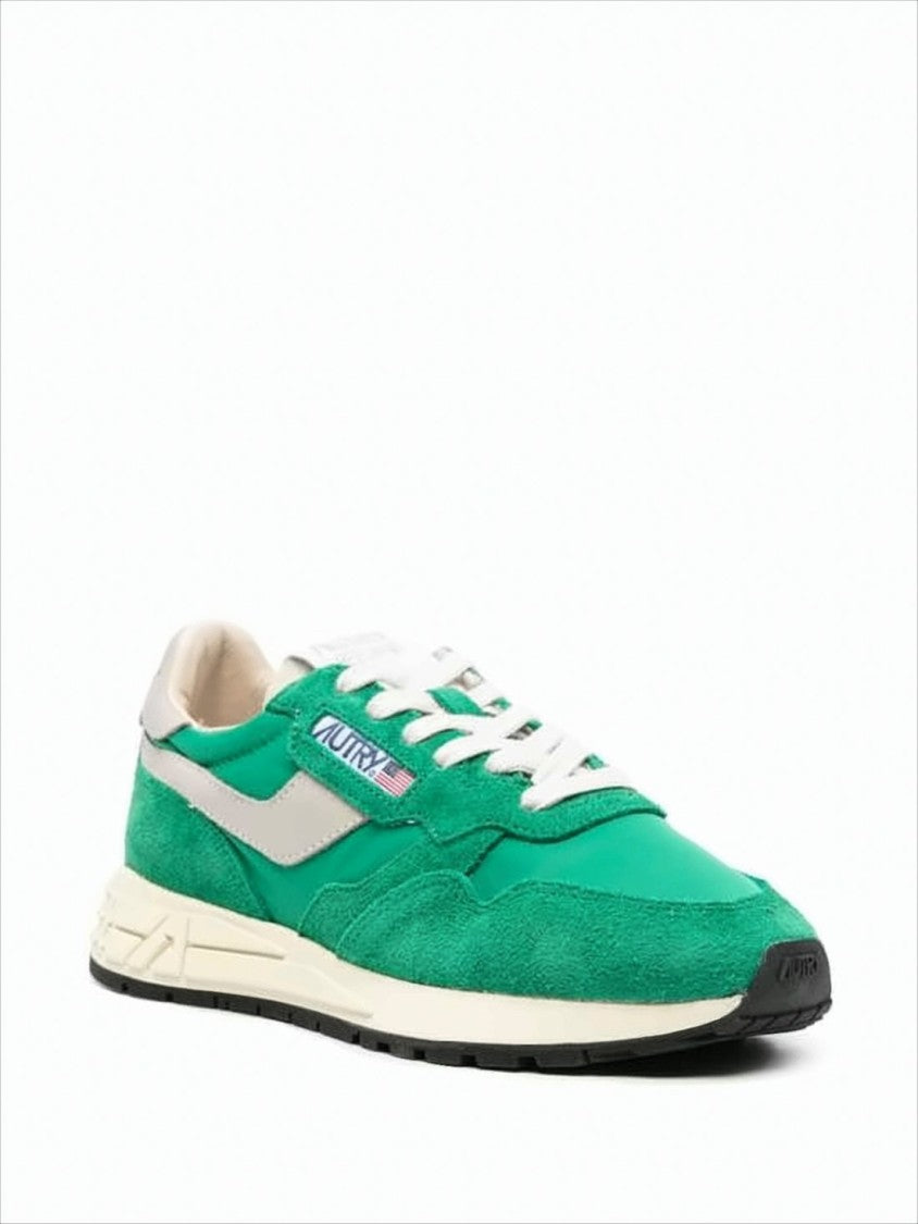 Autry Vibrant Green Suede And Nylon Low-Top Sneakers
