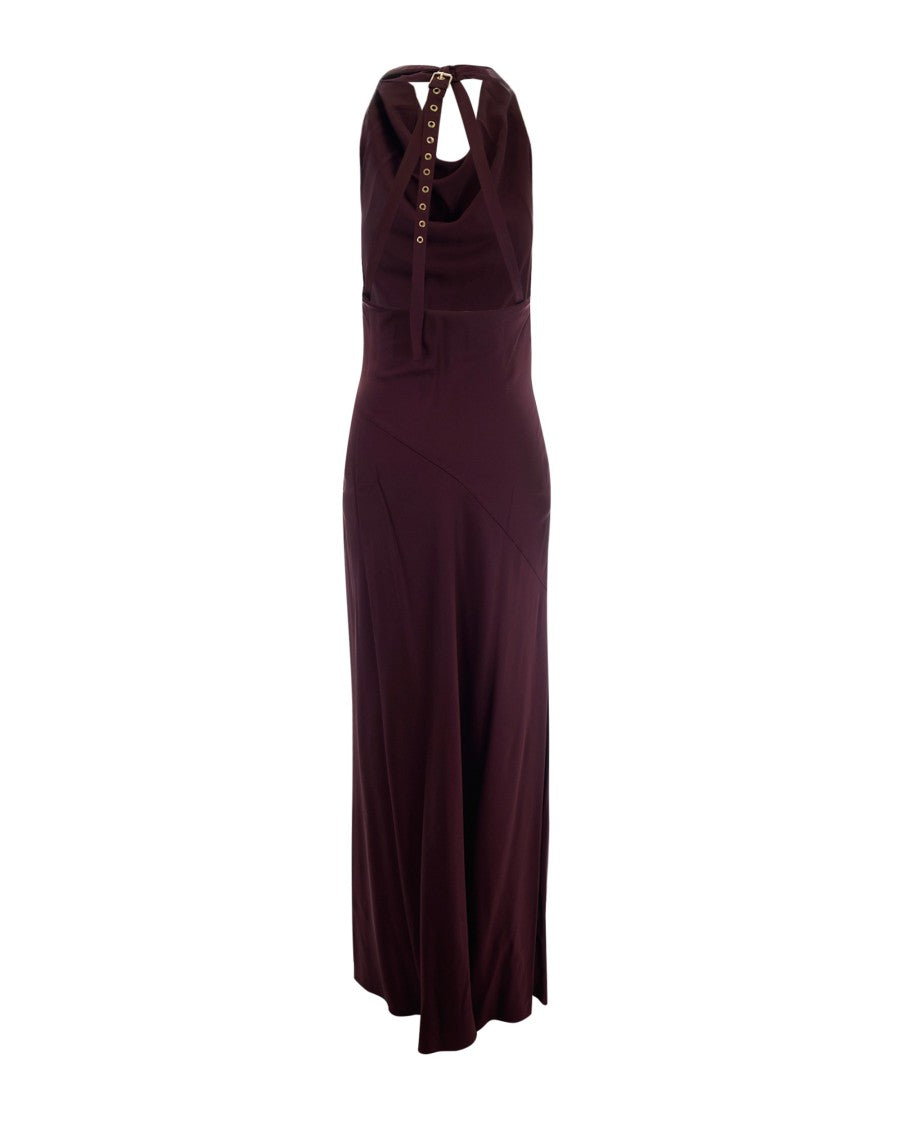 Liu Jo Draped Neckline Maxi Dress In Smooth Viscose Satin