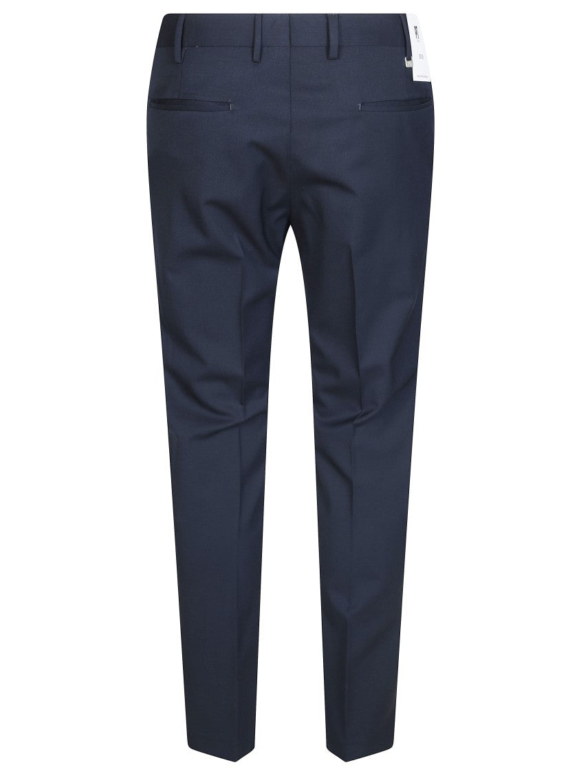 Pt01 Blue Stretch Wool Slim-Fit Straight-Leg Pants