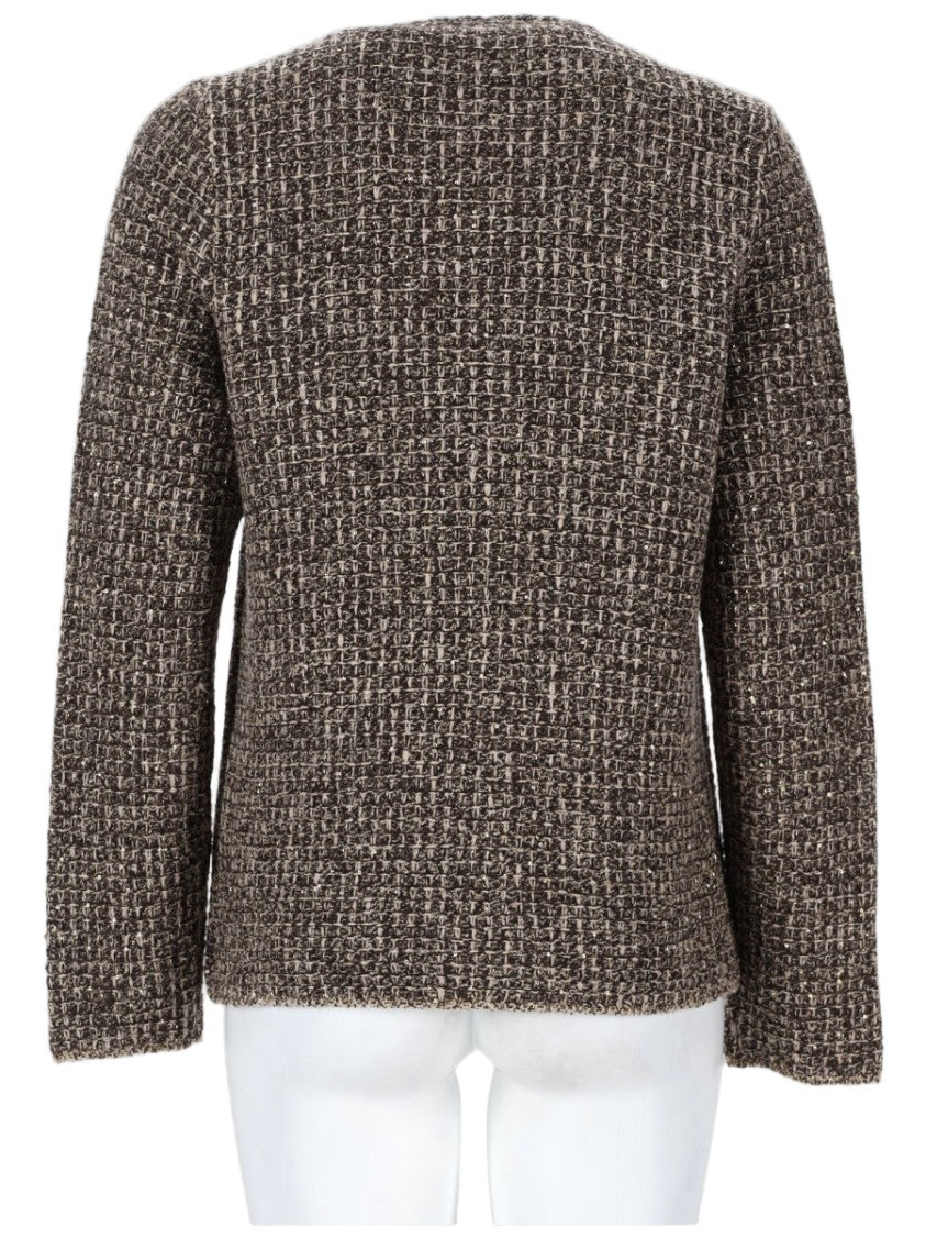 Fabiana Filippi Textured Tweed Jacket With Round Neckline And Zip Closure