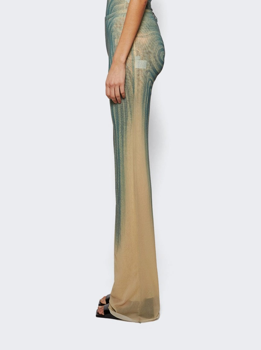 Jean Paul Gaultier Spiral Mesh Pants Ecru And Aqua