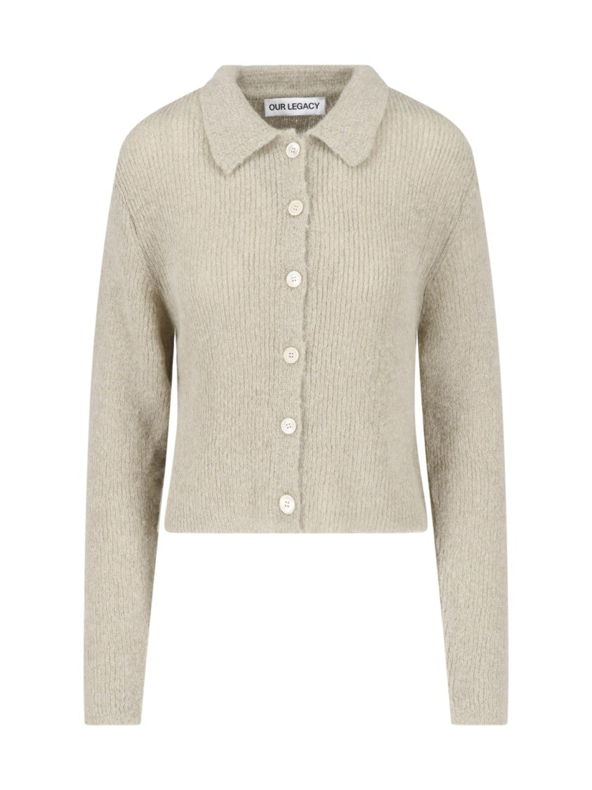 Our Legacy Fuzzy Alpaca Blend Cardigan With Classic Collar