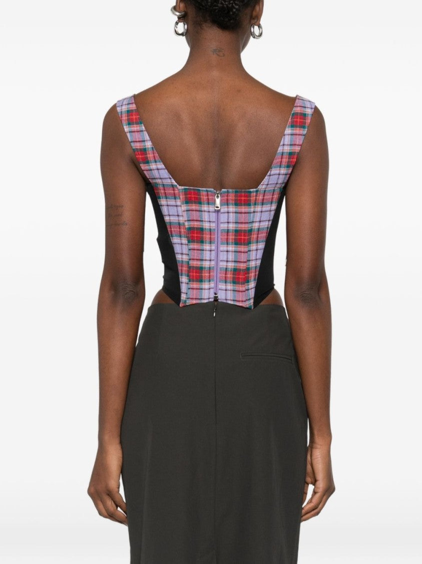 Vivienne Westwood Red Purple Tartan Tie Square Top