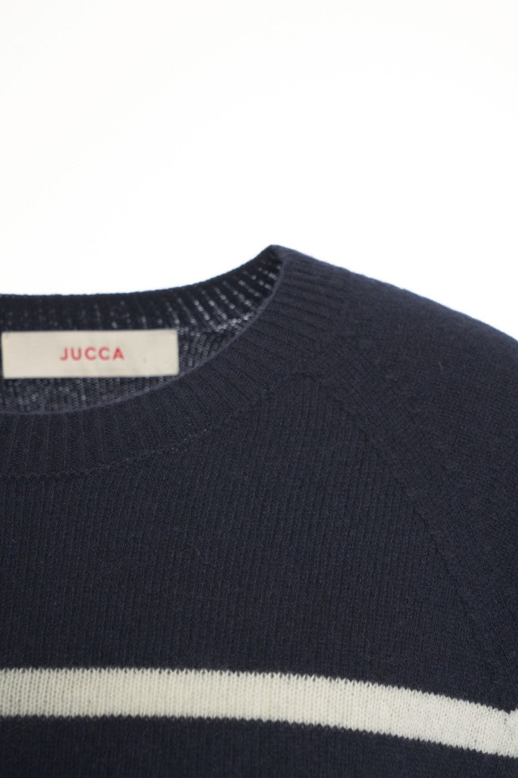 Jucca Horizontal Stripe Knit Sweater With Round Neckline And Ribbed Finish