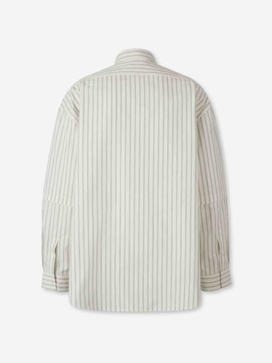 Acne Studios Double Sleeve Button-Up Shirt With Vertical Stripes