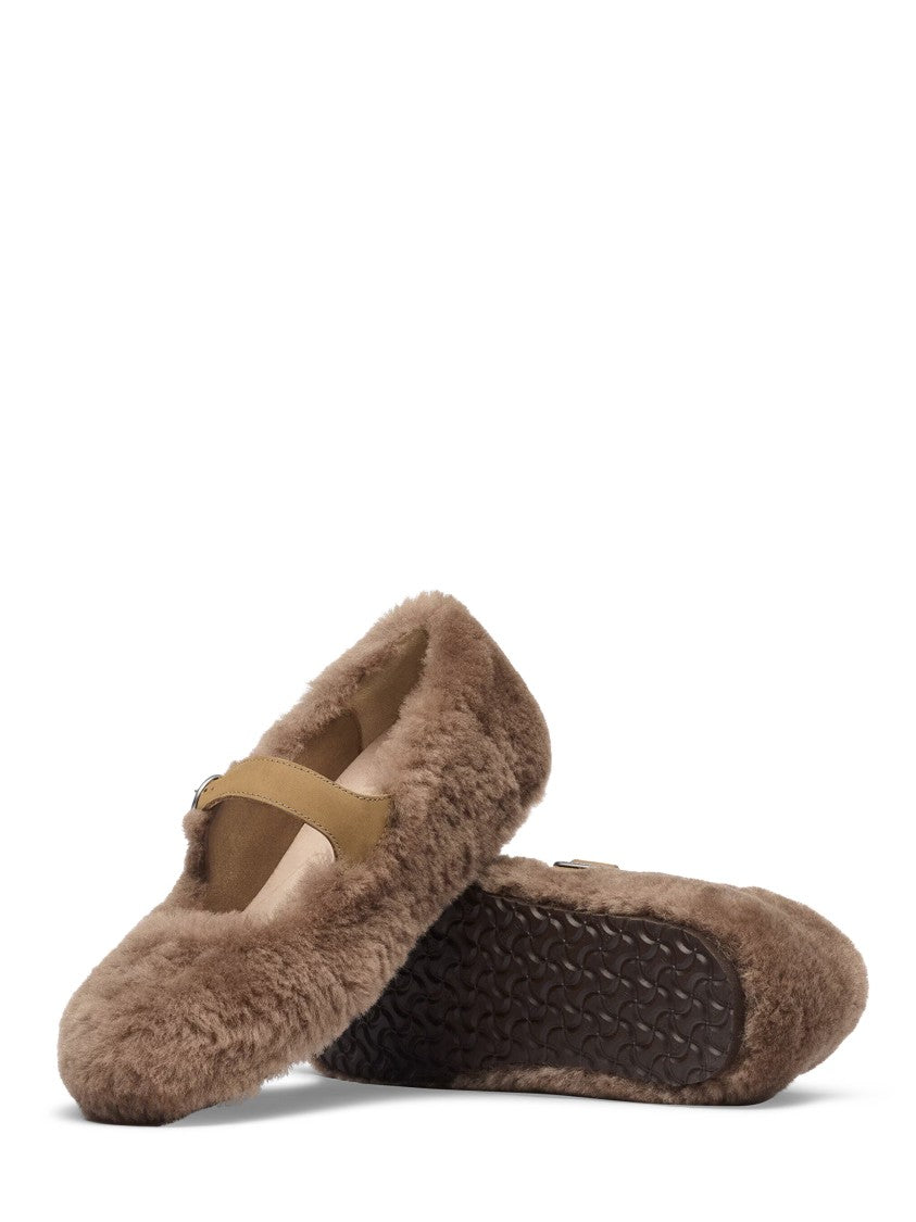 Birkenstock Gray Taupe Santa Clarita S Plush Leather Flats