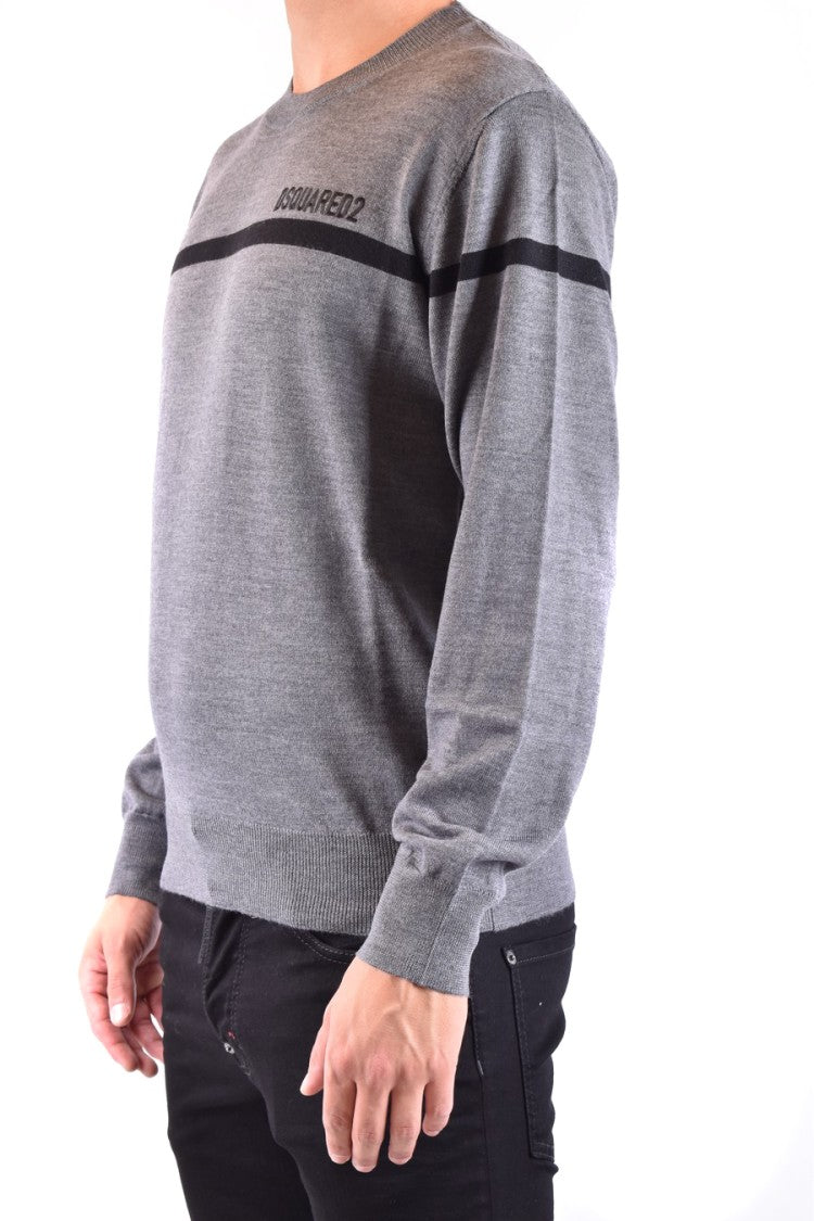 Dsquared2 Contrast Stripe Knit Top In Grey