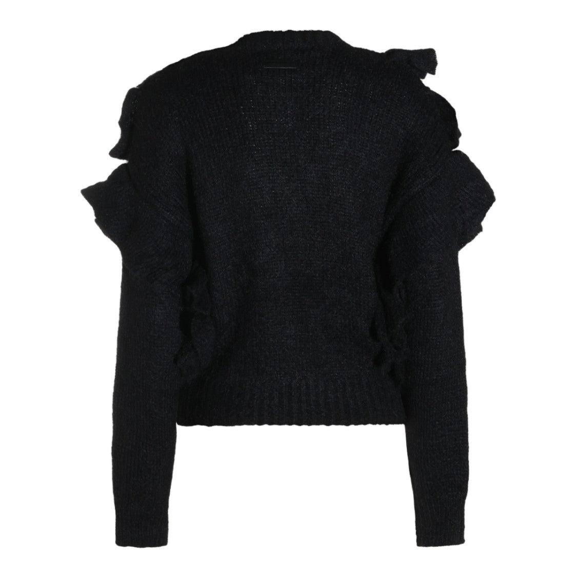 Elisabetta Franchi Textured Ruffle Accent Knit Sweater