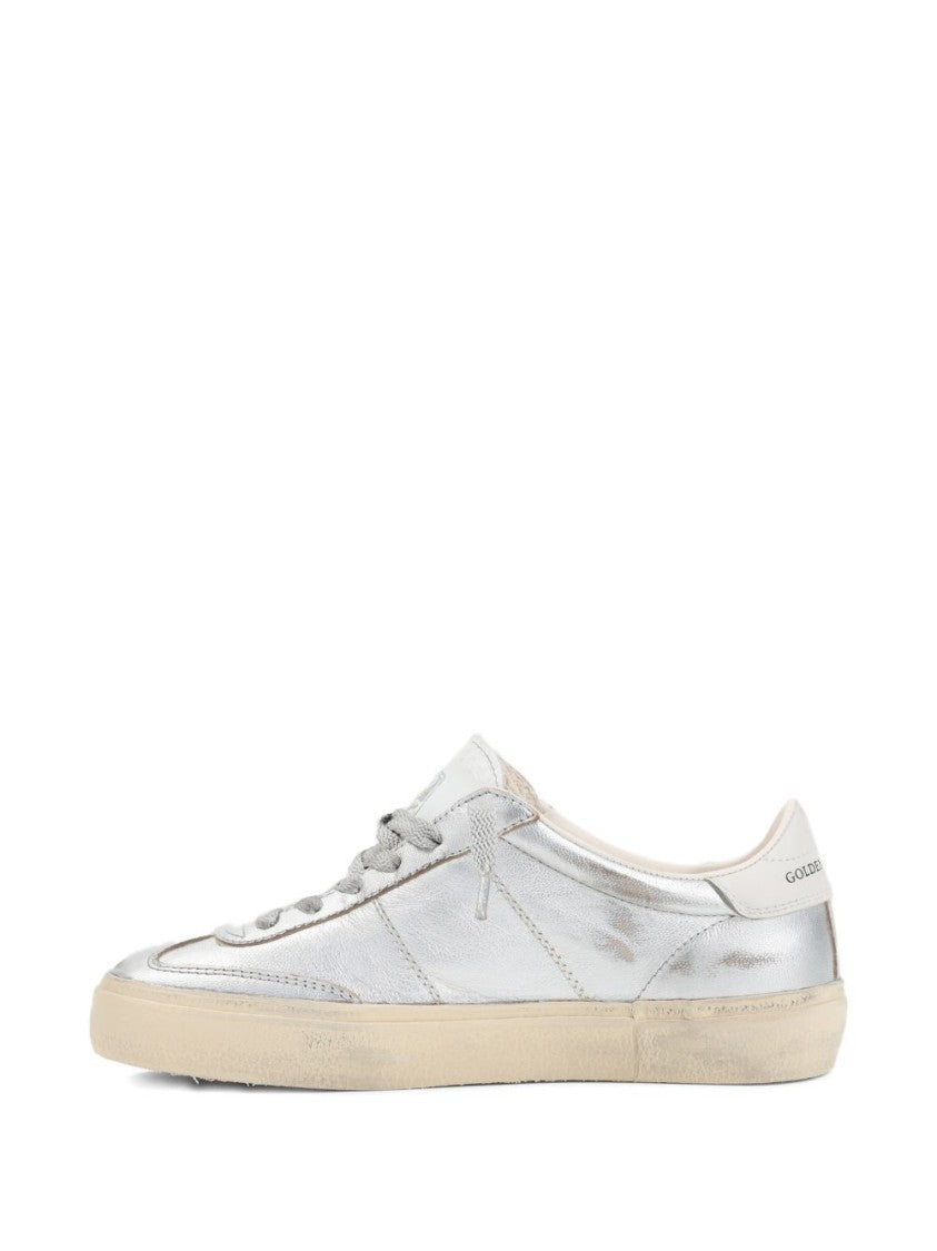 Golden Goose Silver Low-Top Metallic Rubber Sole Sneakers