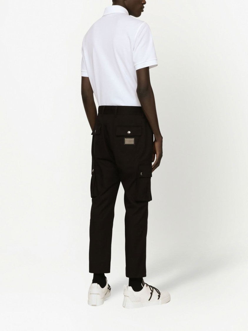 Dolce & Gabbana Logo Plaque White Piqué Polo Shirt