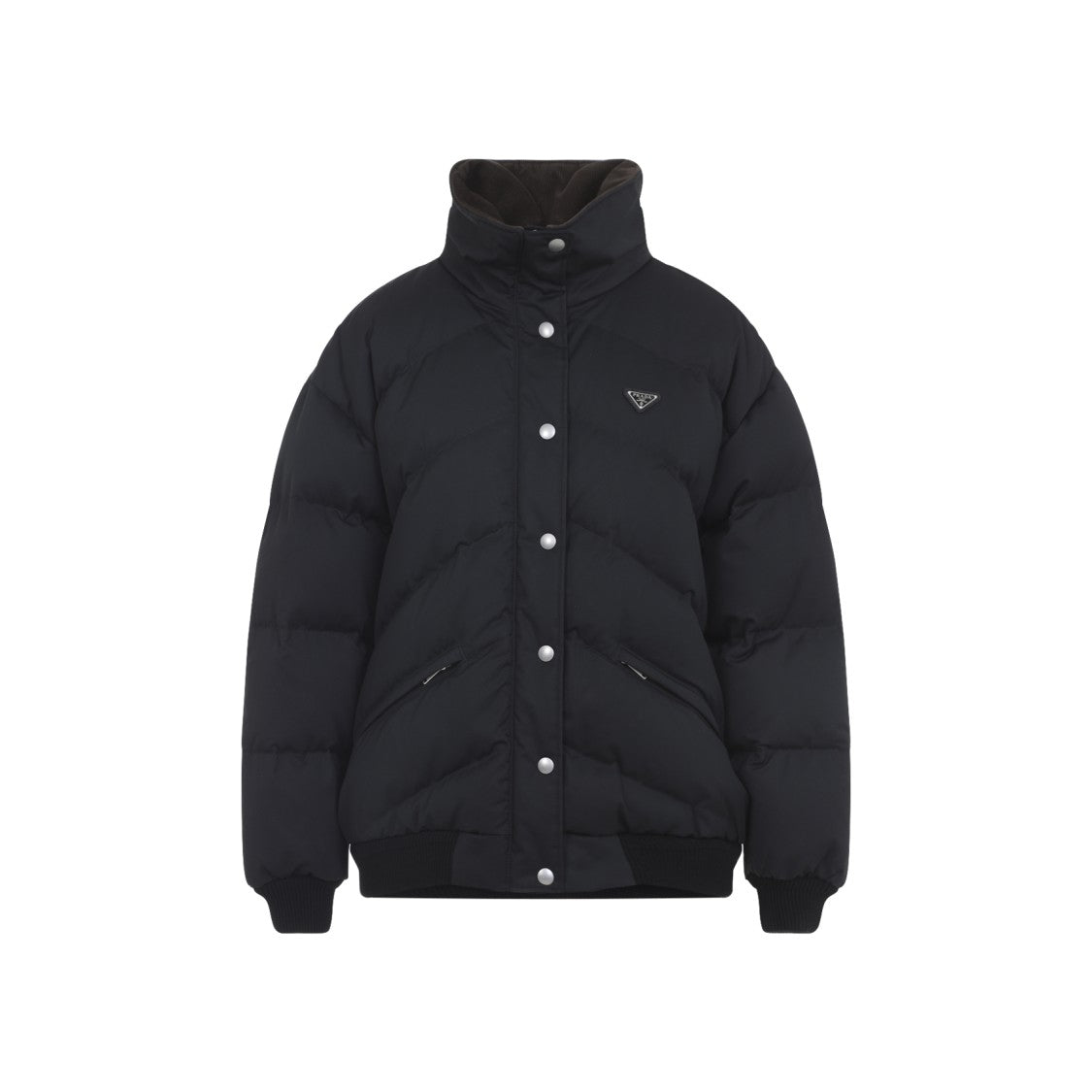 Prada Black High Collar Puffer Jacket